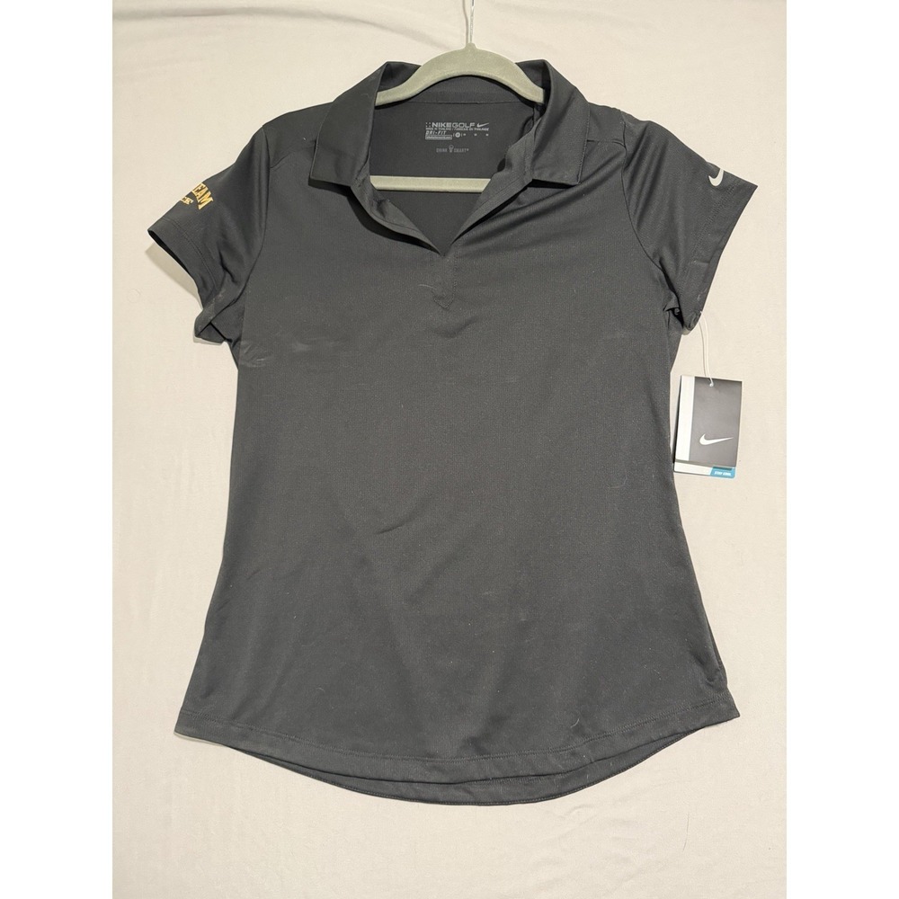 NWT nike golf dri-fit x jim bean black ss v-neck‎ polo, women's medium